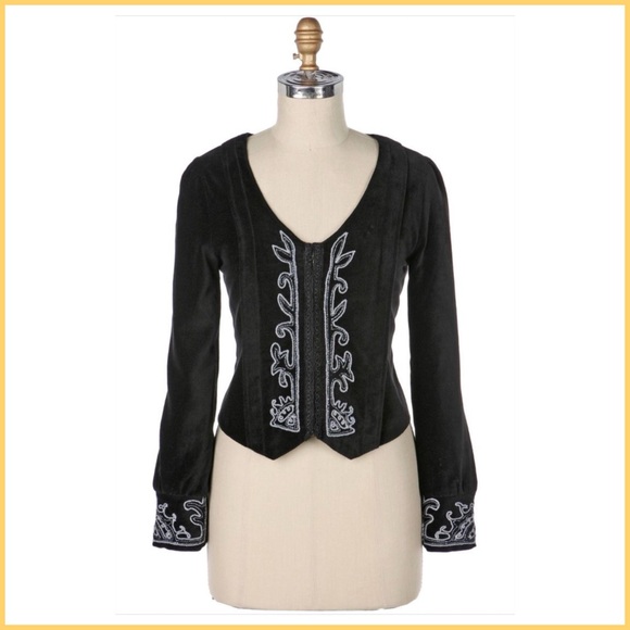 2005 Anthro Embroidered Velvet Jacket by Snak - Picture 2 of 9